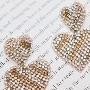 Hand Beaded Heart Earrings Gold and Silver